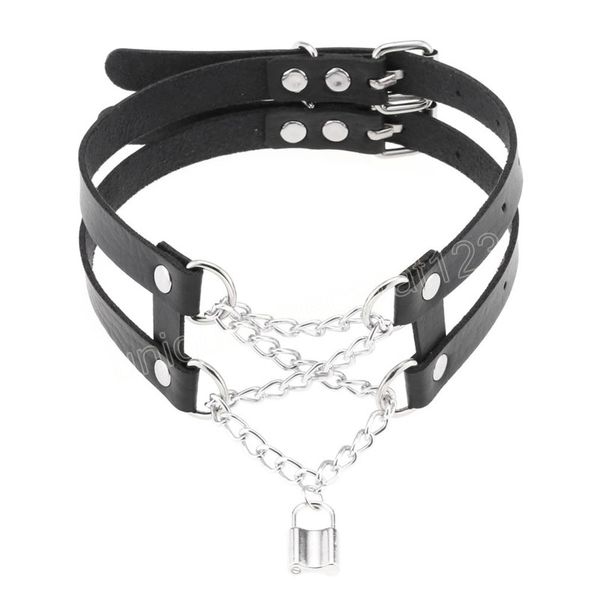 lock chains choker punk collar women men leather chocker chunky necklace goth jewelry metal gothic accessories, Golden;silver
lock chains choker punk collar women men leather chocker chunky necklace goth jewelry metal gothic accessories, Golden;silver