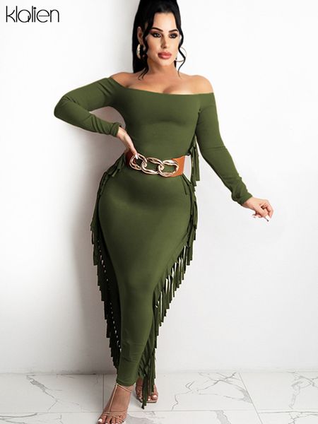 casual streetwear off shoulder tassel side long bodycon dress for women autumn new club party activewear female, Black;gray
casual streetwear off shoulder tassel side long bodycon dress for women autumn new club party activewear female, Black;gray