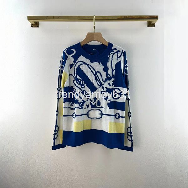 women's knits & tees spring and autumn printed long sleeved round neck saddle ring buckle pattern inlaid wool knitted pullover women�, White
women's knits & tees spring and autumn printed long sleeved round neck saddle ring buckle pattern inlaid wool knitted pullover women�, White