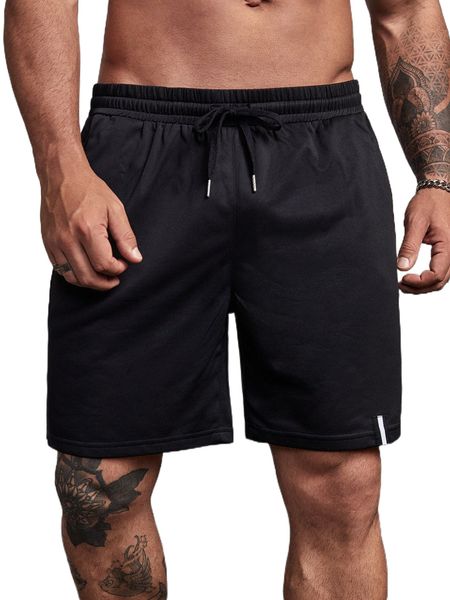 extended sizes men patched detail drawstring waist shorts e052#, White;black