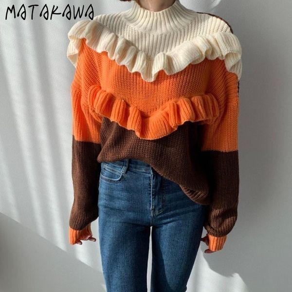 korean ruffled womens sweater half turtleneck patchwork color contrast knitted sweaters thick women pullovers 210506, White;black
korean ruffled womens sweater half turtleneck patchwork color contrast knitted sweaters thick women pullovers 210506, White;black