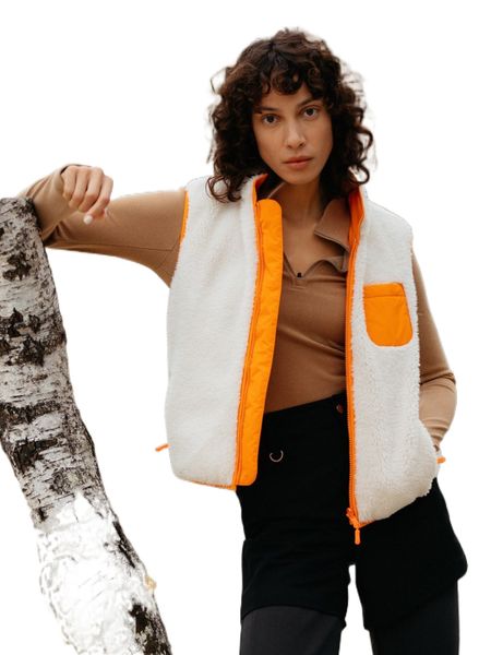 reversible quilted & polar fleece vest n5vk#, Black