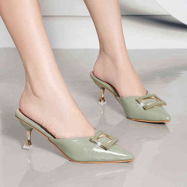 fashion summer new style outer wear pointed thin heel shoes baotou women's sandals square buckle lazy slippers women, Black
fashion summer new style outer wear pointed thin heel shoes baotou women's sandals square buckle lazy slippers women, Black
