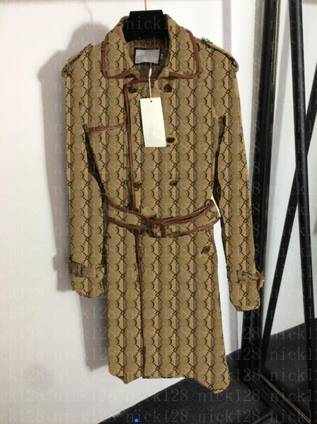 22 women's letters with leather edging double-breasted tie-waist windbreaker mid-length coat 806, Tan;black
22 women's letters with leather edging double-breasted tie-waist windbreaker mid-length coat 806, Tan;black