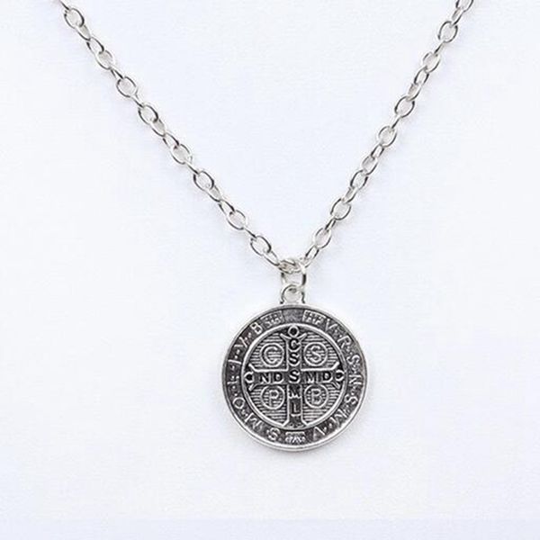 retro silver saint catholic benedict crucifix necklace for men women st benedict medal cross jesus patron against evil choker religious jewe 
retro silver saint catholic benedict crucifix necklace for men women st benedict medal cross jesus patron against evil choker religious jewe