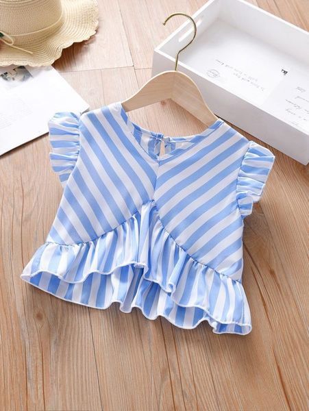 toddler girl striped ruffle hem blouse she, White;black
toddler girl striped ruffle hem blouse she, White;black
