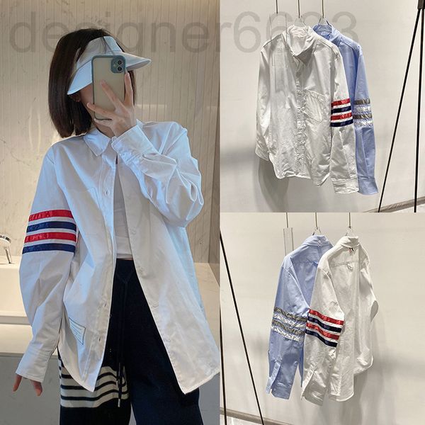 women's blouses & shirts designer correct high version tb oxford spinning shirt arm ribbon stripe contrast color long sleeve men's, White
women's blouses & shirts designer correct high version tb oxford spinning shirt arm ribbon stripe contrast color long sleeve men's, White