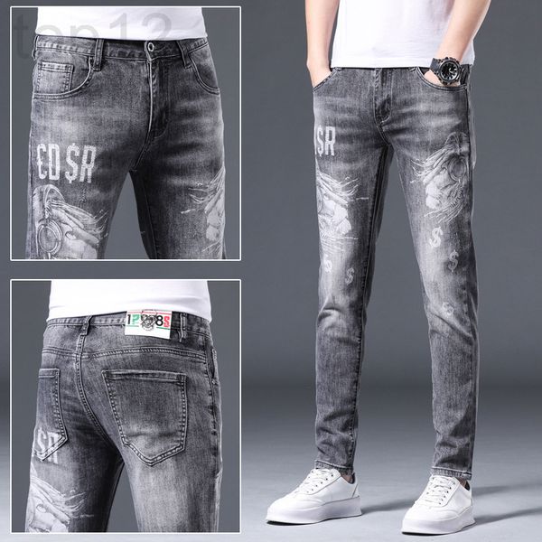 men's jeans designer spring and summer thin trendy jeans men's fashion slim fit small feet elastic smoke gray printed personalized, Blue
men's jeans designer spring and summer thin trendy jeans men's fashion slim fit small feet elastic smoke gray printed personalized, Blue