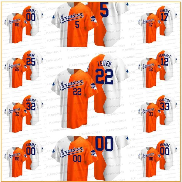 2022 all star american league custom futures game split jersey white orange denzel clarke emerson hancock hunter brown jack leiter dominguez, Blue;black
2022 all star american league custom futures game split jersey white orange denzel clarke emerson hancock hunter brown jack leiter dominguez, Blue;black