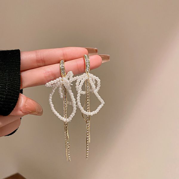 silver stud rhinestone-encrusted pearl bow tassel earrings korean design sense earrings eardrop fashion high class elegant hair accessories, Golden
silver stud rhinestone-encrusted pearl bow tassel earrings korean design sense earrings eardrop fashion high class elegant hair accessories, Golden