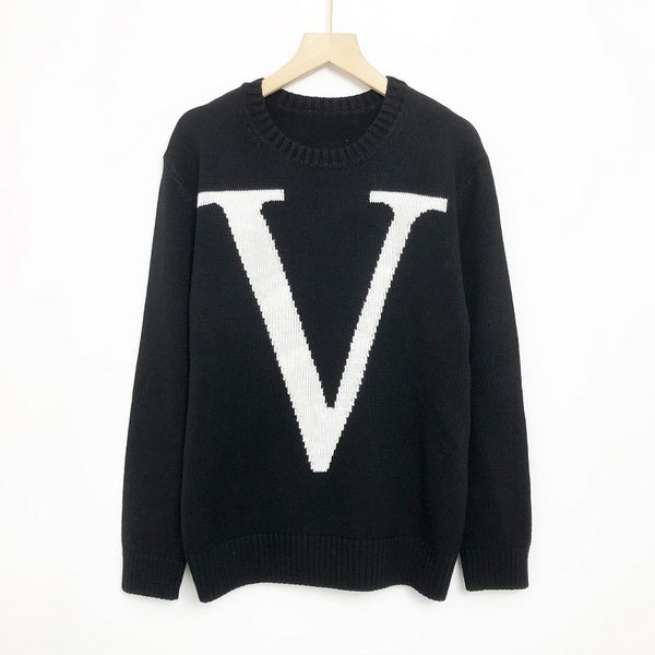 2022 spring autumn embroidery pullover women's sweater vintage big v letter long sleeve loose korean fashion knit sweater wo, White;black
2022 spring autumn embroidery pullover women's sweater vintage big v letter long sleeve loose korean fashion knit sweater wo, White;black