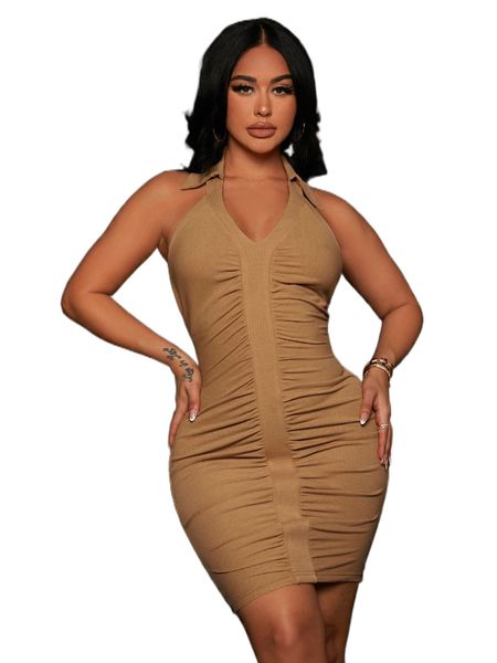 sxy ruched backless halter bodycon dress z6vh#, Black;gray
sxy ruched backless halter bodycon dress z6vh#, Black;gray