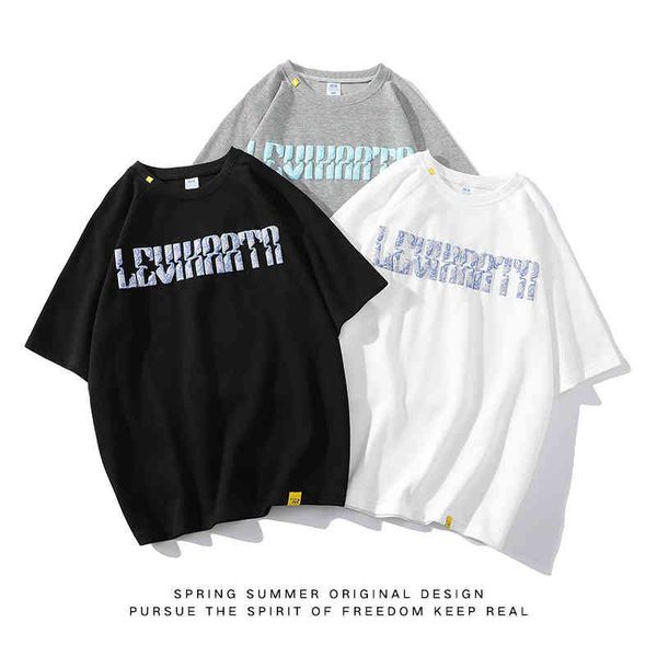 2022 summer new men's fashion brand letter printed cotton t-shirt short sleeve streetwear women clothes loose tee, White;black
2022 summer new men's fashion brand letter printed cotton t-shirt short sleeve streetwear women clothes loose tee, White;black