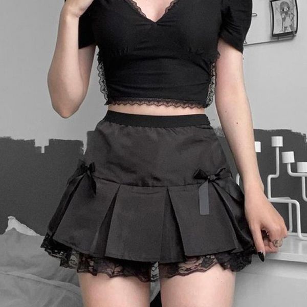 mall goth skirt women punk cute lace patchwork bows high waist pleated harajuku vintage y2k e-girl emo alt skirts, Black
mall goth skirt women punk cute lace patchwork bows high waist pleated harajuku vintage y2k e-girl emo alt skirts, Black