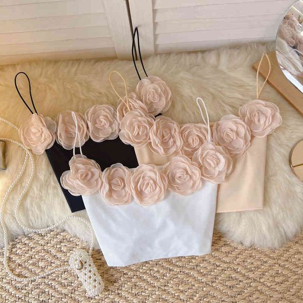 women's tanks camis korean chic wind fairy sweet off shoulder pure desire suspender vest women's three-dimensional flower foreign, White
women's tanks camis korean chic wind fairy sweet off shoulder pure desire suspender vest women's three-dimensional flower foreign, White