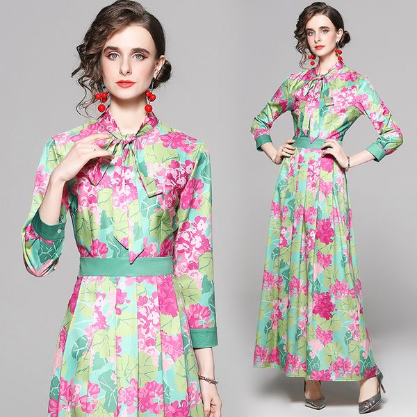 spring autumn milan floral maxi dress for womens 2022 fashion bow collar single-breasted party woman designer dresses long sleeve casual run, Black;gray
spring autumn milan floral maxi dress for womens 2022 fashion bow collar single-breasted party woman designer dresses long sleeve casual run, Black;gray