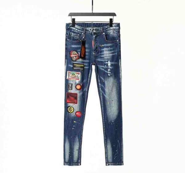 22ss luxury designer men's jeans fashion slim jeans five star biker pants distressed rhinestone striped denim trousers 30-40 yards, Blue
22ss luxury designer men's jeans fashion slim jeans five star biker pants distressed rhinestone striped denim trousers 30-40 yards, Blue