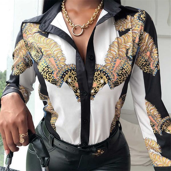women fashion shirt lady long sleeve blouse turn-down collar print casual shirts 210716, White
women fashion shirt lady long sleeve blouse turn-down collar print casual shirts 210716, White