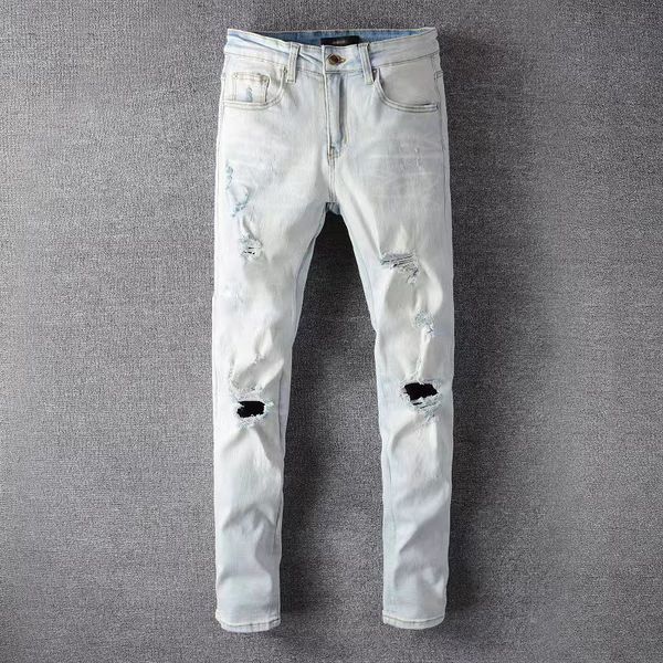 2022 summer new designer teach mens jeans us casual hip hop high street worn out and worn washed light blue slim fit pants #650
2022 summer new designer teach mens jeans us casual hip hop high street worn out and worn washed light blue slim fit pants #650