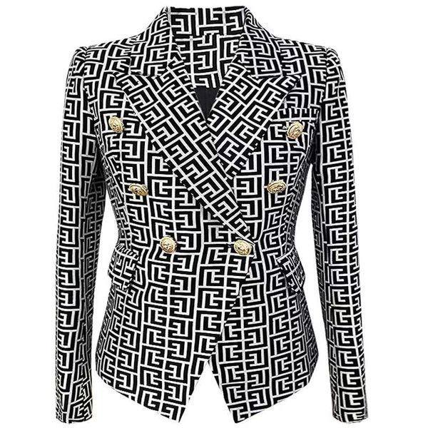 b148 women's designer blazers clothing tide brand high-quality retro fashion presbyopic maze series suit jacket lion double-breasted sl, White;black
b148 women's designer blazers clothing tide brand high-quality retro fashion presbyopic maze series suit jacket lion double-breasted sl, White;black