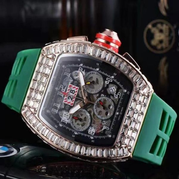 2021 rubber new rectangular fashion men's watch diamond wine barrel six-hand quartz watch gift183t, Slivery;brown 
2021 rubber new rectangular fashion men's watch diamond wine barrel six-hand quartz watch gift183t, Slivery;brown
