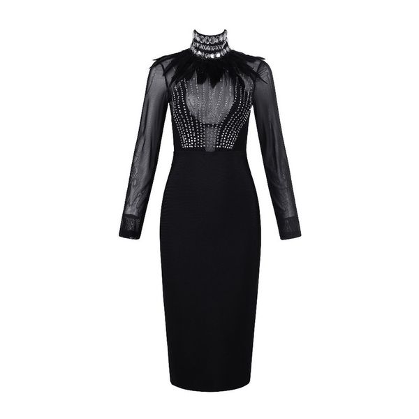 long sleeve bandage dress black beading appliques with fur turtleneck mesh patchwork perspective see through party club dress 210414, Black;gray
long sleeve bandage dress black beading appliques with fur turtleneck mesh patchwork perspective see through party club dress 210414, Black;gray