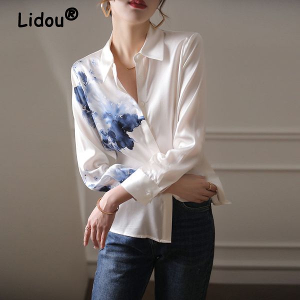 spring summer vintage ink printing chiffon shirt turn down collar long sleeve satin blouse women s korean style casual 220810, White
spring summer vintage ink printing chiffon shirt turn down collar long sleeve satin blouse women s korean style casual 220810, White