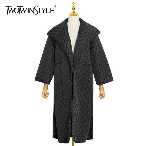 black patchwork argyle parkas for women lapel long sleeve side split casual loose cotton coat female fashion winter 210423
black patchwork argyle parkas for women lapel long sleeve side split casual loose cotton coat female fashion winter 210423