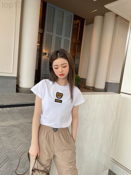 women's t-shirt designer children's style early spring of 21 years mos versatile bear letter flocking ruffle collar black and whit, White
women's t-shirt designer children's style early spring of 21 years mos versatile bear letter flocking ruffle collar black and whit, White