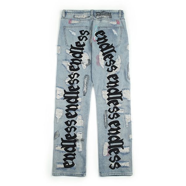 men's jeans denim men women 1:1 streetwear pants damage hole distressed cowboy letter embroidery, Blue
men's jeans denim men women 1:1 streetwear pants damage hole distressed cowboy letter embroidery, Blue
