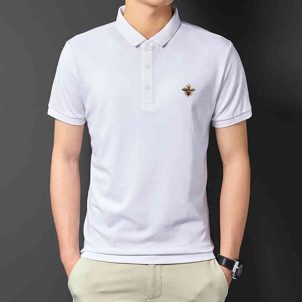2022 new summer men's short polo shirt brand t-shirt lapel little bee half sleeved fashion collar top, White;black
2022 new summer men's short polo shirt brand t-shirt lapel little bee half sleeved fashion collar top, White;black