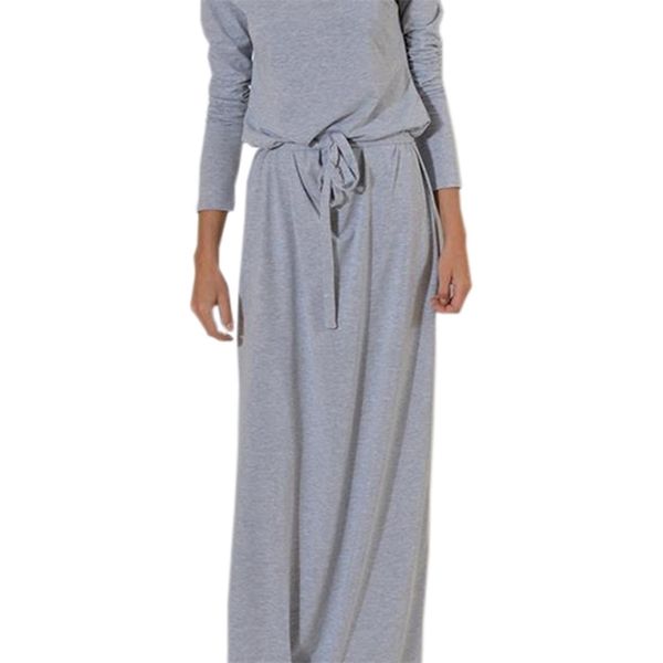 female summer long sleeve solid party dress off shoulder long maxi dress women slash neck sashes loose casual plus size lj200818, Black;gray
female summer long sleeve solid party dress off shoulder long maxi dress women slash neck sashes loose casual plus size lj200818, Black;gray