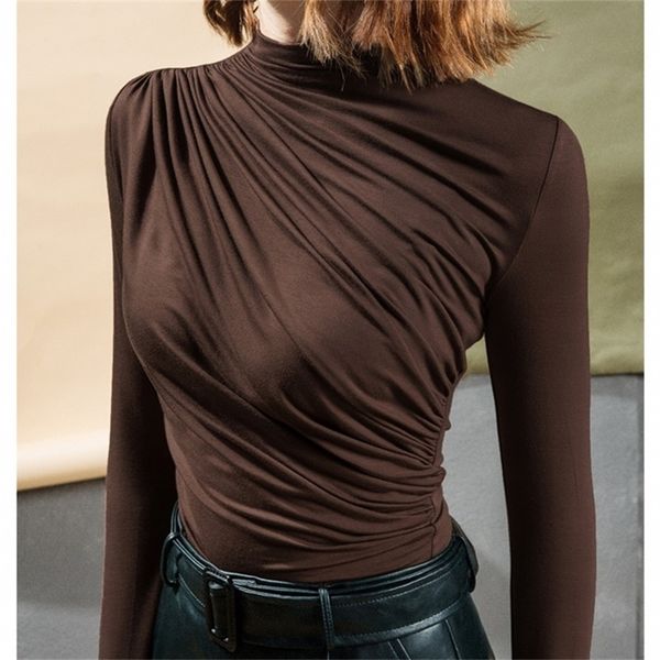 early autumn casual lazy long sleeve t-shirt pleated slash collar slim fit waist inside bottoming shirt 210315, White
early autumn casual lazy long sleeve t-shirt pleated slash collar slim fit waist inside bottoming shirt 210315, White