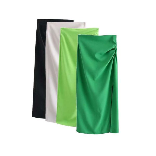 women chic fashion pleated slit hem midi pencil skirt vintage high waist back zipper female skirts mujer, Black
women chic fashion pleated slit hem midi pencil skirt vintage high waist back zipper female skirts mujer, Black