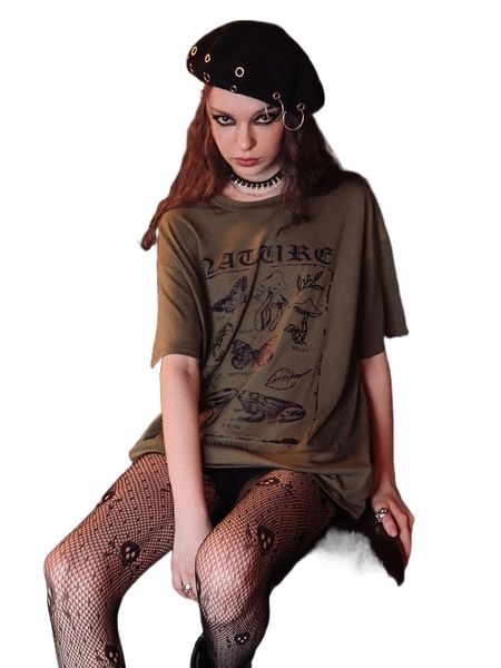 romwe dark academia letter butterfly & mushroom graphic oversized tee e90n#, White
romwe dark academia letter butterfly & mushroom graphic oversized tee e90n#, White