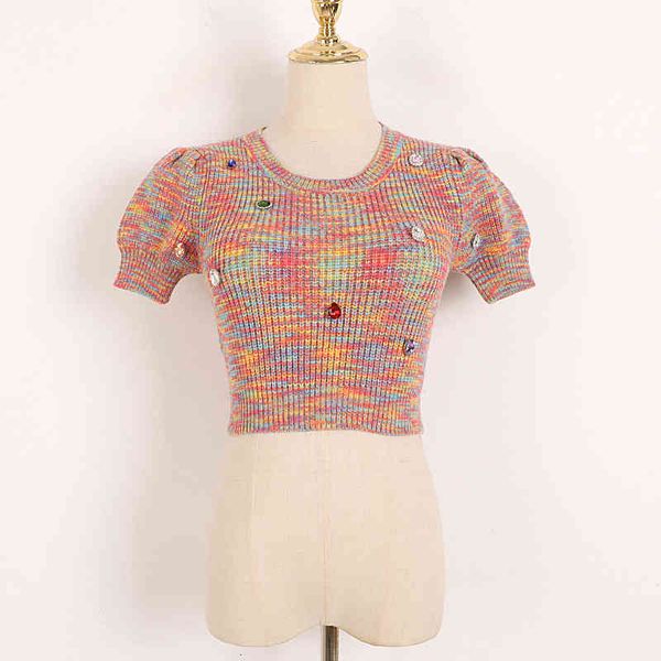 women's knits & tees xiaoxiangfeng short sleeved sweater women's spring and summer foreign style rainbow gradient nail slim fit ul, White
women's knits & tees xiaoxiangfeng short sleeved sweater women's spring and summer foreign style rainbow gradient nail slim fit ul, White