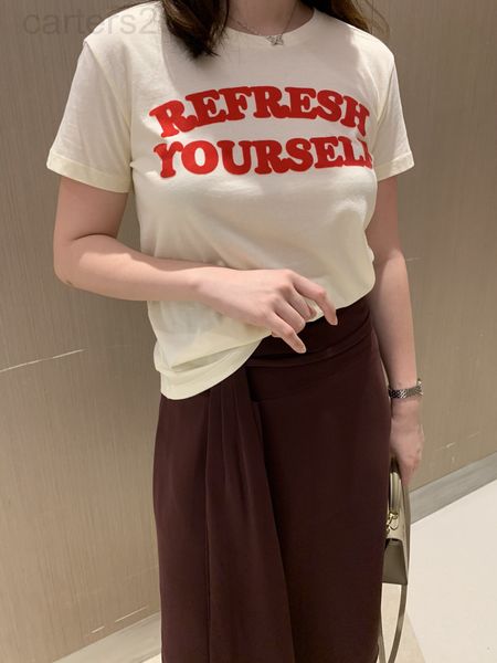 women's t-shirt designer ce home 22 spring and summer new letter flocking short sleeved slim o925, White
women's t-shirt designer ce home 22 spring and summer new letter flocking short sleeved slim o925, White