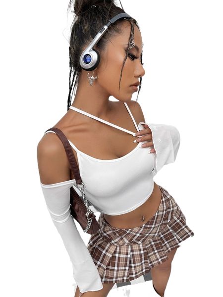 asymmetric neck flounce sleeve crop tee b2m2#, White
asymmetric neck flounce sleeve crop tee b2m2#, White