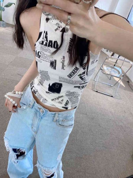 women's tanks & camis dt buyer's shop 22ss spring and summer niche designer elastic slim tight spaper printed vest women e7pm, White
women's tanks & camis dt buyer's shop 22ss spring and summer niche designer elastic slim tight spaper printed vest women e7pm, White