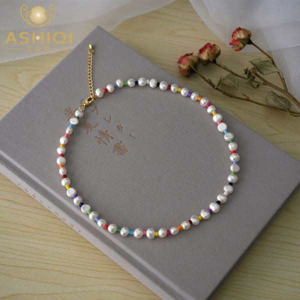 ashiqi 7 8mm natural freshwater baroque pearl necklace fashion colorful beads girl gift with gold plated buckle 220722, Silver
ashiqi 7 8mm natural freshwater baroque pearl necklace fashion colorful beads girl gift with gold plated buckle 220722, Silver
