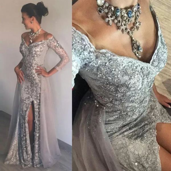 2022 silver evening dresses plus size 3/4 long sleeves mermaid lace applique crystals beaded ruched pleats side slit custom made prom party, Black;red
2022 silver evening dresses plus size 3/4 long sleeves mermaid lace applique crystals beaded ruched pleats side slit custom made prom party, Black;red