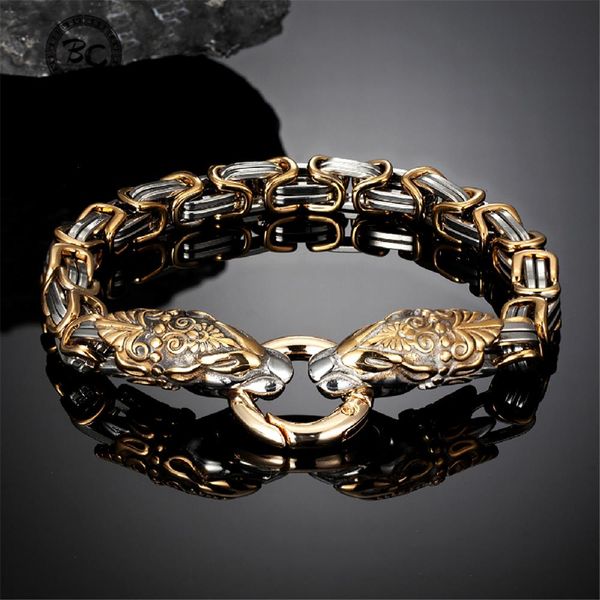 never fade viking dragon head strand bracelets men gold stainless steel king, Black
never fade viking dragon head strand bracelets men gold stainless steel king, Black