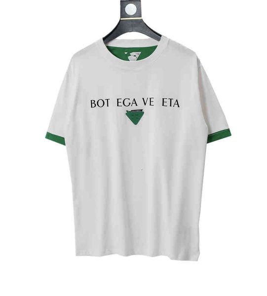 women's t-shirt high version summer bv three-dimensional letter offset triangular leather brand men's and women's short sleev, White
women's t-shirt high version summer bv three-dimensional letter offset triangular leather brand men's and women's short sleev, White