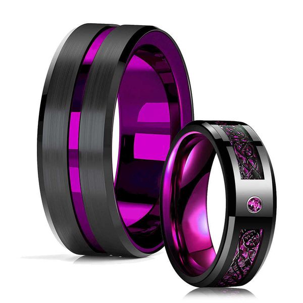 rings fashion men 8mm black tungsten wedding celtic dragon ring inlaid purple zircon punk stainless steel carbon fibre, Silver
rings fashion men 8mm black tungsten wedding celtic dragon ring inlaid purple zircon punk stainless steel carbon fibre, Silver