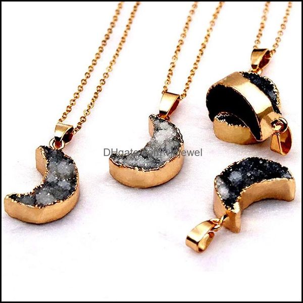 pendant necklaces pendants jewelry natural crystal stone gold plated druzy moon shape decor for dhrf5, Silver
pendant necklaces pendants jewelry natural crystal stone gold plated druzy moon shape decor for dhrf5, Silver