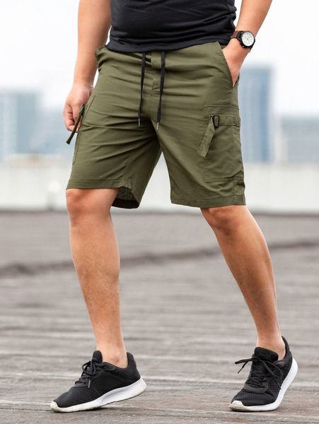 men drawstring buckle detail cargo shorts s7qd#, White;black