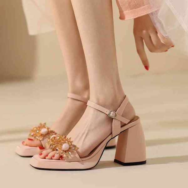 sandals waterproof platform thick bottom heel crystal flower sandals summer simple one line buckle high-heeled m1co, Black
sandals waterproof platform thick bottom heel crystal flower sandals summer simple one line buckle high-heeled m1co, Black
