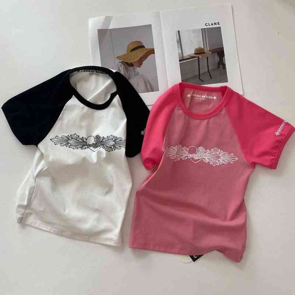 factory online export designer brand short sleeves 2022 spring summer ch blossom pink love tight color matching girls round neck sleeve high, White
factory online export designer brand short sleeves 2022 spring summer ch blossom pink love tight color matching girls round neck sleeve high, White