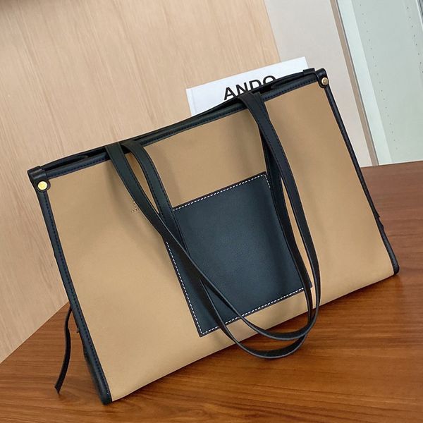 designer bag shoulder tote bag with color blocking and sewing 36cm