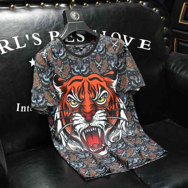 2022 summer new fashion casual t-shirt printed tiger men's short sleeve streetwear women's clothing summer 50% off, White;black
2022 summer new fashion casual t-shirt printed tiger men's short sleeve streetwear women's clothing summer 50% off, White;black